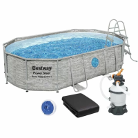 Каркасний басейн Bestway 56946 (488х305х107 см) з пісочним фільтром, сходами та захисним тентом