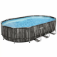 Каркасний басейн Bestway Wood Style 5611R (610х366х122 см) з картриджним фільтром, сходами та тентом