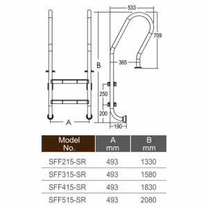 Сходи для басейну Emaux Mixta SFF415-SR (4 ступені), AISI-304