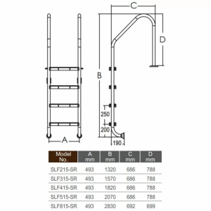 Сходи для басейну Emaux Standard SLF415-SR (4 ступені), AISI-304