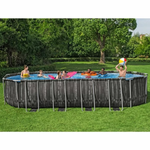 Каркасний басейн Bestway Wood Style 561ES (732х366х132 см) з картриджним фільтром, сходами та тентом