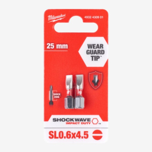 Біта Milwaukee Shockwave SL0.6x4.5 25мм 2pcs. (4932430901)