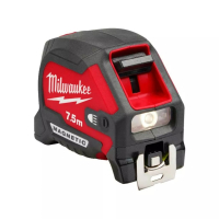 Рулетка метрическая магнитная MILWAUKEE с LED подсветкой, 7,5м, (30мм)