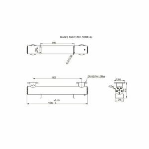Ультрафіолетова установка Aquaviva AVUF130T HDPE, до 170м3, DN150, 2кВт (6шт/320Вт)