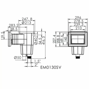 Скиммер под лайнер Emaux EM0130-SV Standart (квадратная крышка), с латунными вставками