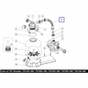 Шланг з муфтами для ф/в Emaux FSP400-4-Way (89030401)