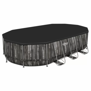 Каркасний басейн Bestway Wood Style 5611R (610х366х122 см) з картриджним фільтром, сходами та тентом