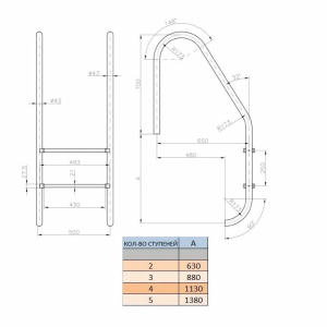 Лестница для бассейна Kripsol Standard PI 4.D (4 ступени), AISI-304