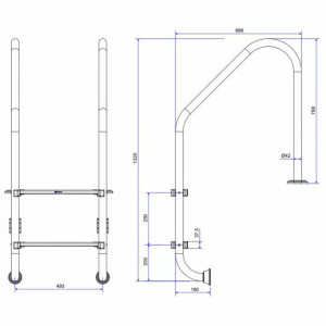 Лестница для бассейна Emaux Standard NSL215-SR (2 ступени), AISI-304