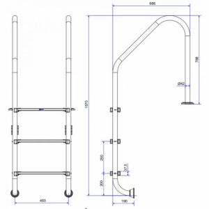 Лестница для бассейна Emaux Standard NSL315-SR (3 ступени), AISI-304