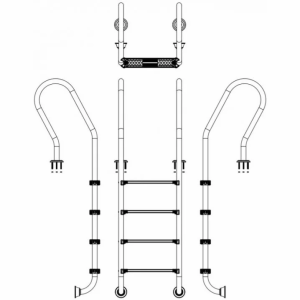 Сходи для басейну Emaux Mixta SFF415-SR (4 ступені), AISI-304