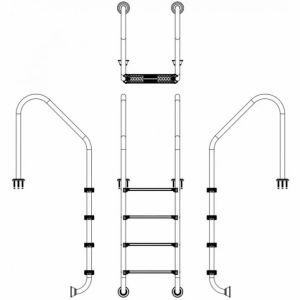 Сходи для басейну Emaux Standard SLF415-SR (4 ступені), AISI-304