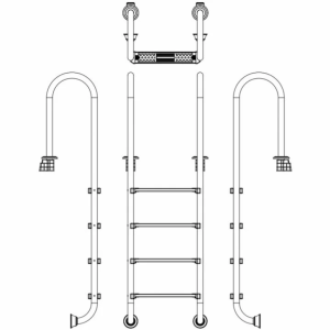 Лестница для бассейна Emaux Muro NMU415-SR (4 ступени), AISI-304