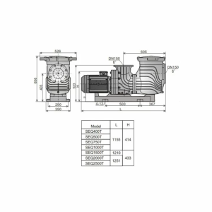 Насос Aquaviva LX SEQ400 (380 В, 60 м3/год, 4HP), пластикова підставка