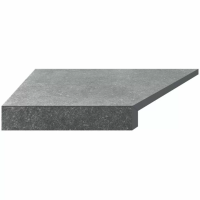 Угловой  Г-образный элемент бортовой плитки Aquaviva Granito Gray, 595x345x50(20) мм (левый/45°)