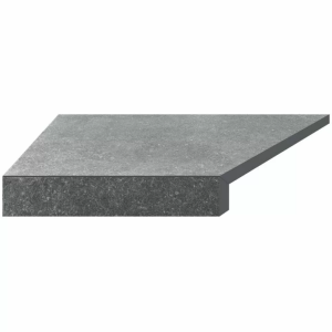 Угловой  Г-образный элемент бортовой плитки Aquaviva Granito Gray, 595x345x50(20) мм (левый/45°)