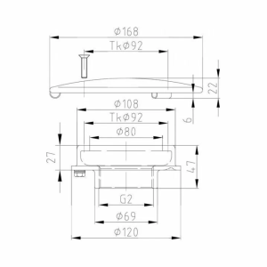 Донный слив Fitstar 2005020, 2", 168 мм