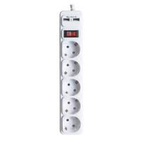 Мережевий фільтр-подовжувач з/з, 5 гнізд, 2 USB, 3м, з вимикачем, MARSO