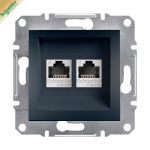 Розетка Schneider ASFORA  комп`ютерна RJ-45 внутр, 2-подвійна, внутр (без рамки), антрацит