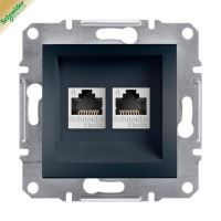 Розетка Schneider ASFORA  комп`ютерна RJ-45 внутр, 2-подвійна, внутр (без рамки), антрацит