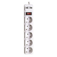 Мережевий фільтр-подовжувач з/з, 5 гнізд, 2 USB, 5м, з вимикачем, MARSO
