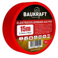 Ізоляційна стрічка ПВХ 0,15мм*19мм*15м червона (21 шт в пак) TM BAUKRAFT, Germany