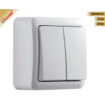VIOLA IP20 білий| Вимикач зовнішній, 2-клавішний. Lezard
