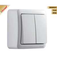 VIOLA IP20 білий| Вимикач зовнішній, 2-клавішний. Lezard
