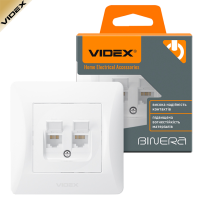 Розетка VIDEX BINERA CAT6 комп'ютерна подвійна, біла