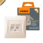 Розетка VIDEX BINERA CAT6 комп'ютерна подвійна, кремова