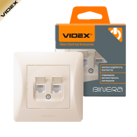 Розетка VIDEX BINERA CAT6 комп'ютерна подвійна, кремова