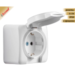VIOLA IP20 білий| Розетка зовнішня 1-одинарна із заземленням з кришкою. Lezard