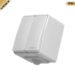 VIDEX BINERA IP65 | Вимикач зовнішній 2-клавішний, сірий