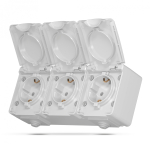 VIDEX BINERA IP65 | Розетка зовнішня 3-потрійна із заземленням, сіра