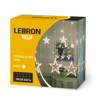 LED гірлянда LEBRON штора 3х0,7м, зірка 138LED, біла, IP20
